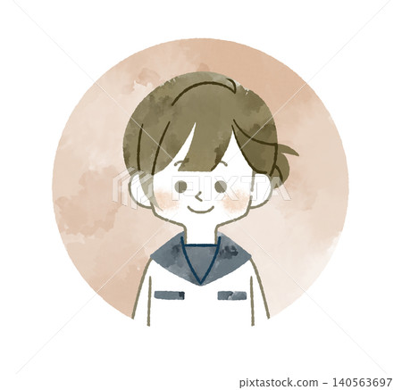 Icon of a smiling female student - watercolor 140563697