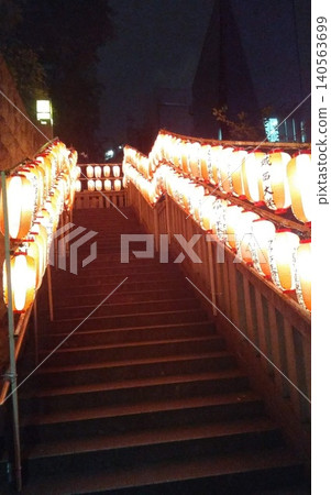 A staircase adorned with beautiful lanterns A staircase adorned with beautiful lanterns 140563699