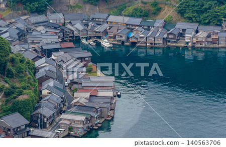 Boathouses of Ine lined up along the coast Boathouses of Ine lined up along the coast 140563706