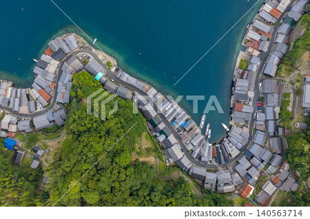 Ine Bay viewed from directly above 140563714