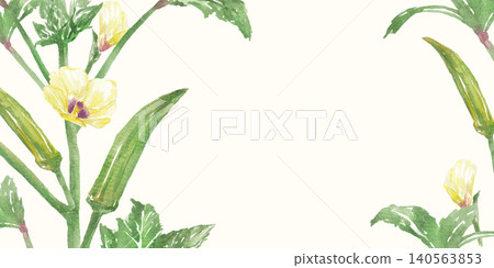 水彩秋葵畫框 140563853