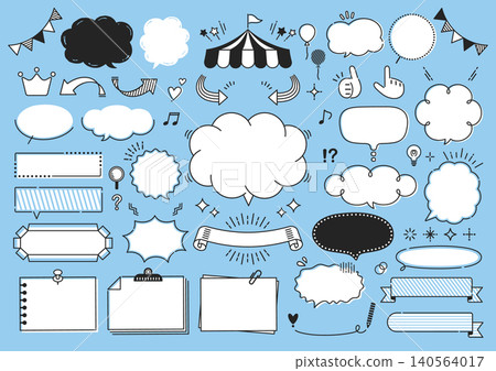 Pop and cute handwritten-style speech bubble and frame set Pop and cute handwritten-style speech bubble and frame set 140564017