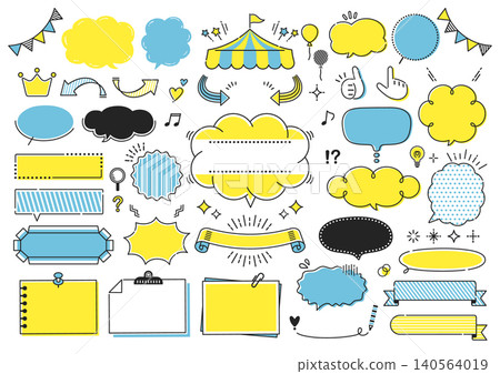 Pop and cute handwritten-style speech bubble and frame set Pop and cute handwritten-style speech bubble and frame set 140564019