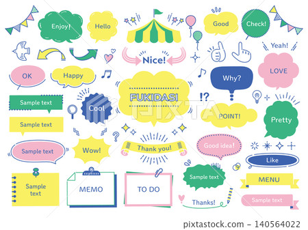 Pop and cute handwritten-style speech bubble and frame set Pop and cute handwritten-style speech bubble and frame set 140564022