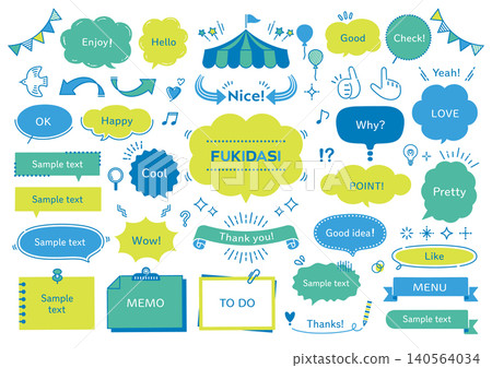 Pop and cute handwritten-style speech bubble and frame set 140564034