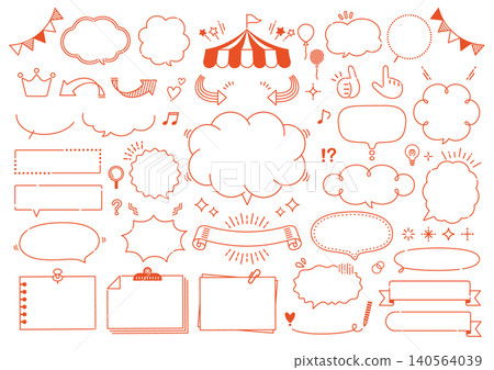 Pop and cute line art speech bubble and frame set Pop and cute line art speech bubble and frame set 140564039
