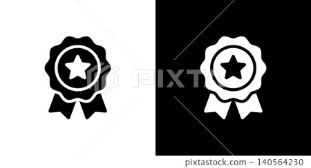 Medal icon, rosette, cute star, ribbon Medal icon, rosette, cute star, ribbon 140564230