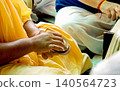 Indian Devotee Playing Traditional Cymbals During Kirtan at prem mandir vrindavan 140564723