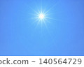 Blue sky and sun, direct sunlight, free space image (fixed shot) 140564729