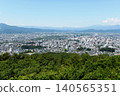 [View to the west from the "Iwayama Observatory" at the summit of Iwayama, a rocky mountain approximately 340m above sea level in Morioka City] 140565351