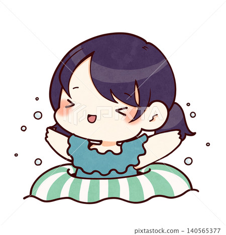 穿著泳裝玩耍的女孩插圖 穿著泳裝玩耍的女孩插圖 140565377