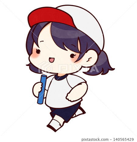 身穿運動服奔跑的女孩插圖 身穿運動服奔跑的女孩插圖 140565429