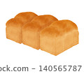 A watercolor illustration of slices of bread lined up. 140565787