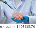 Scientist holding Petri dish with meat in science laboratory for food product development. 140566370