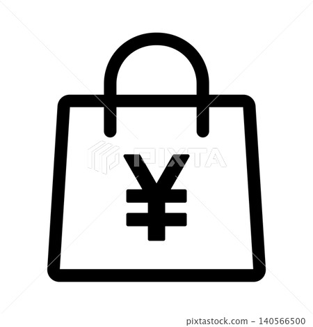 一個帶有日元符號的購物袋圖標，代表網上商店。 140566500
