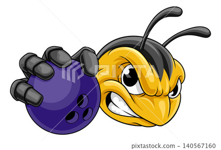 Bee Hornet or Wasp Insect Bowling Ball Mascot Bee Hornet or Wasp Insect Bowling Ball Mascot 140567160