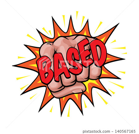BASED Comic Book Pop Art Starburst Fist Graphic 140567165