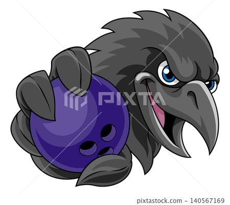 Crow Raven Rook Black Bird Bowling Team Mascot Crow Raven Rook Black Bird Bowling Team Mascot 140567169