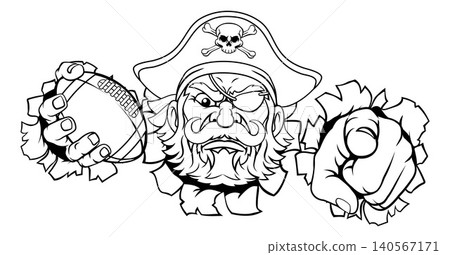 Pirate American Football Ball Sports Team Mascot Pirate American Football Ball Sports Team Mascot 140567171