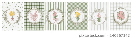 Vintage coquette frames, spring flowers wreath Vintage coquette frames, spring flowers wreath 140567342