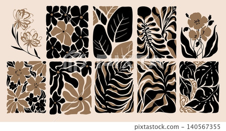 Abstract cut out floral patterns, organic shapes Abstract cut out floral patterns, organic shapes 140567355