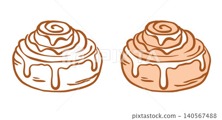 Sweet pastry bun with sugar syrup Sweet pastry bun with sugar syrup 140567488