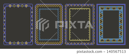 Traditional geometric cross stitch floral frames Traditional geometric cross stitch floral frames 140567513