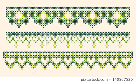 Traditional geometric cross stitch floral border Traditional geometric cross stitch floral border 140567520
