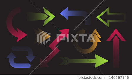 Halftone gradient arrow icons with dot pattern 140567546