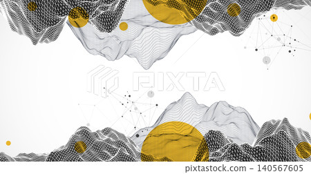 Abstract art wireframe background. Modern science or technology art elements. Surface illustration. Abstract art wireframe background. Modern science or technology art elements. Surface illustration. 140567605