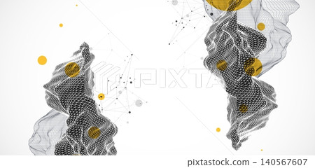 Abstract art wireframe background. Modern science or technology art elements. Surface illustration. Abstract art wireframe background. Modern science or technology art elements. Surface illustration. 140567607