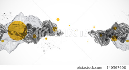 Abstract art wireframe background. Modern science or technology art elements. Surface illustration. Abstract art wireframe background. Modern science or technology art elements. Surface illustration. 140567608