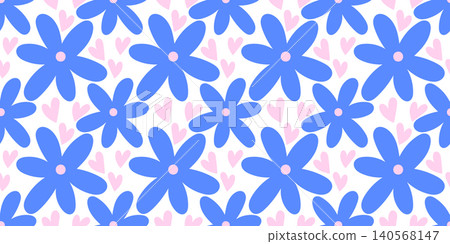 Stripe pattern heart with spring seamless floral for kids cute flower. Daisy botanical easter with kawaii decorative light for pink illustration blue. Design girly cover with repeat pastel motif. Stripe pattern heart with spring seamless floral for kids cute flower. Daisy botanical easter with kawaii decorative light for pink illustration blue. Design girly cover with repeat pastel motif. 140568147
