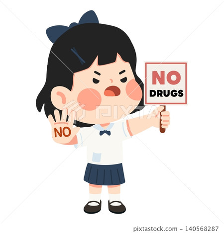 Girl Holding No Drugs Awareness Sign Girl Holding No Drugs Awareness Sign 140568287