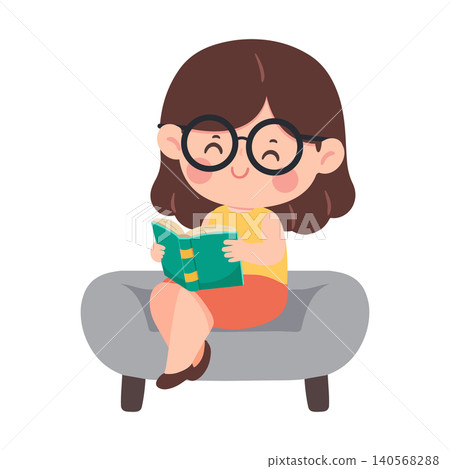 Girl Reading a Book on a Chair Girl Reading a Book on a Chair 140568288