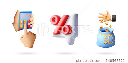 3D set Business finance concept for banking 3D set Business finance concept for banking 140568321