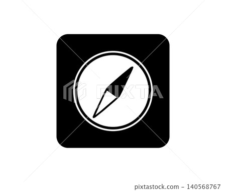 Square flat icon illustration material of a compass/magnetic compass. Square flat icon illustration material of a compass/magnetic compass. 140568767