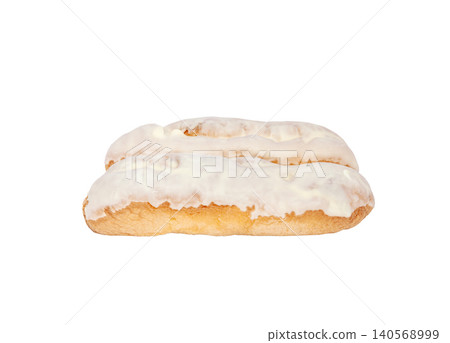 Lemon-flavored rare cheesecake éclair [white background, cutout] 140568999