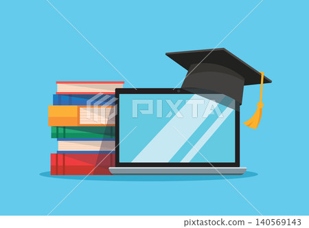 Online Graduation Learning Concept with Laptop and Books Online Graduation Learning Concept with Laptop and Books 140569143