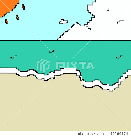 Summer beach scene square dot illustration 140569174