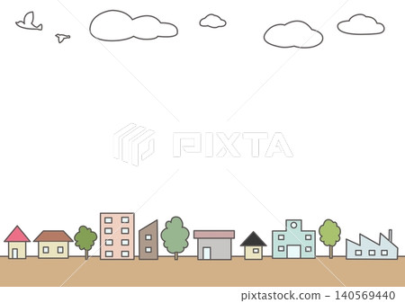 Cute streetscape background illustration material 140569440