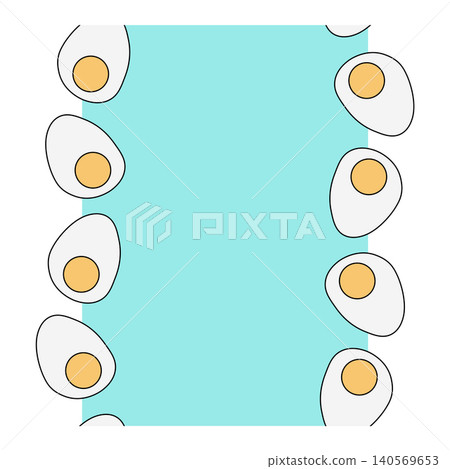 farm boiled half eggs Egg colored Vertical border frame template hand drawn illustration. Vector graphic line art. Chicken or duck egg shape in flat color. for cooking, condiment farm boiled half eggs Egg colored Vertical border frame template hand drawn illustration. Vector graphic line art. Chicken or duck egg shape in flat color. for cooking, condiment 140569653
