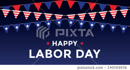 happy labor day celebration with party flags vector illustration happy labor day celebration with party flags vector illustration 140569936