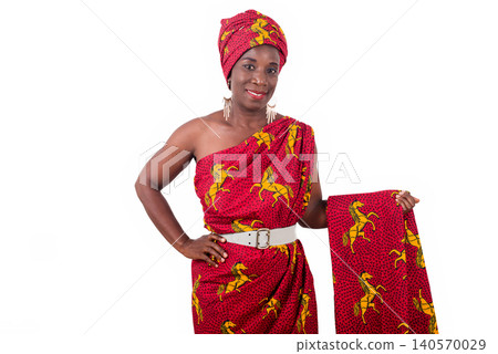 fashionable woman in red traditional dress fashionable woman in red traditional dress 140570029