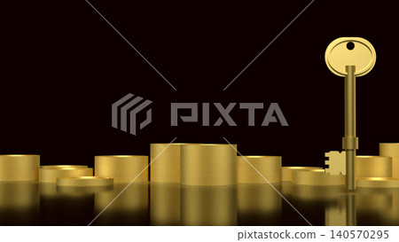 Golden Key To Financial Prosperity And Secure Wealth 3d render. Golden Key To Financial Prosperity And Secure Wealth 3d render. 140570295