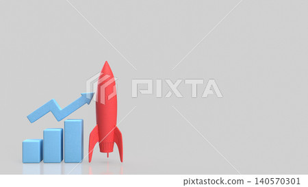Rocket Launch And Rising Chart For Business Growth 3d render. Rocket Launch And Rising Chart For Business Growth 3d render. 140570301