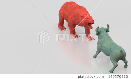 Red Bear And Blue Bull Market Conflict Concept 3d render. Red Bear And Blue Bull Market Conflict Concept 3d render. 140570310