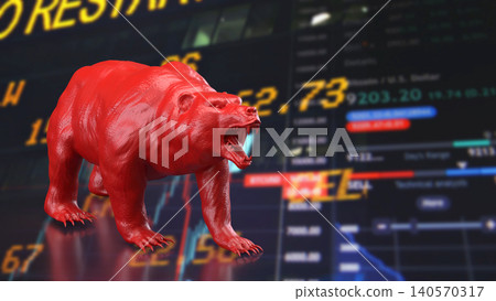 Red Bear Market Warning On Digital Trading Screen 3d render. Red Bear Market Warning On Digital Trading Screen 3d render. 140570317