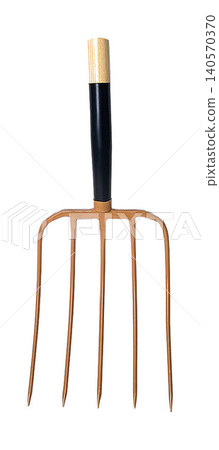Garden Fork with Wooden Handle isolated on a white background Garden Fork with Wooden Handle isolated on a white background 140570370
