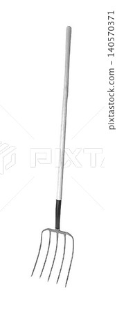 Garden Fork with Long Wooden Handle isolated on a white background Garden Fork with Long Wooden Handle isolated on a white background 140570371